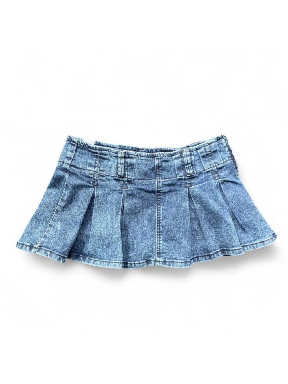 Pleated denim mini skirtHas built in shorts